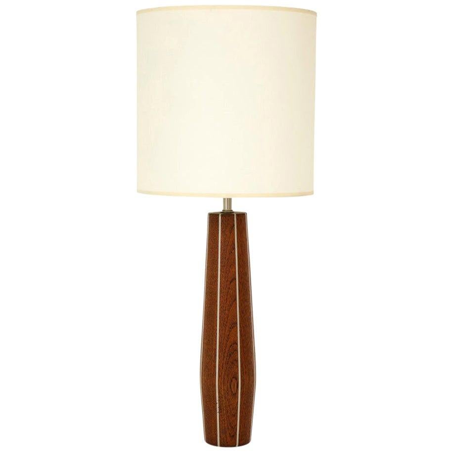 Paul Evans and Phillip Lloyd Powell Table Lamp, Walnut and Pewter For Sale