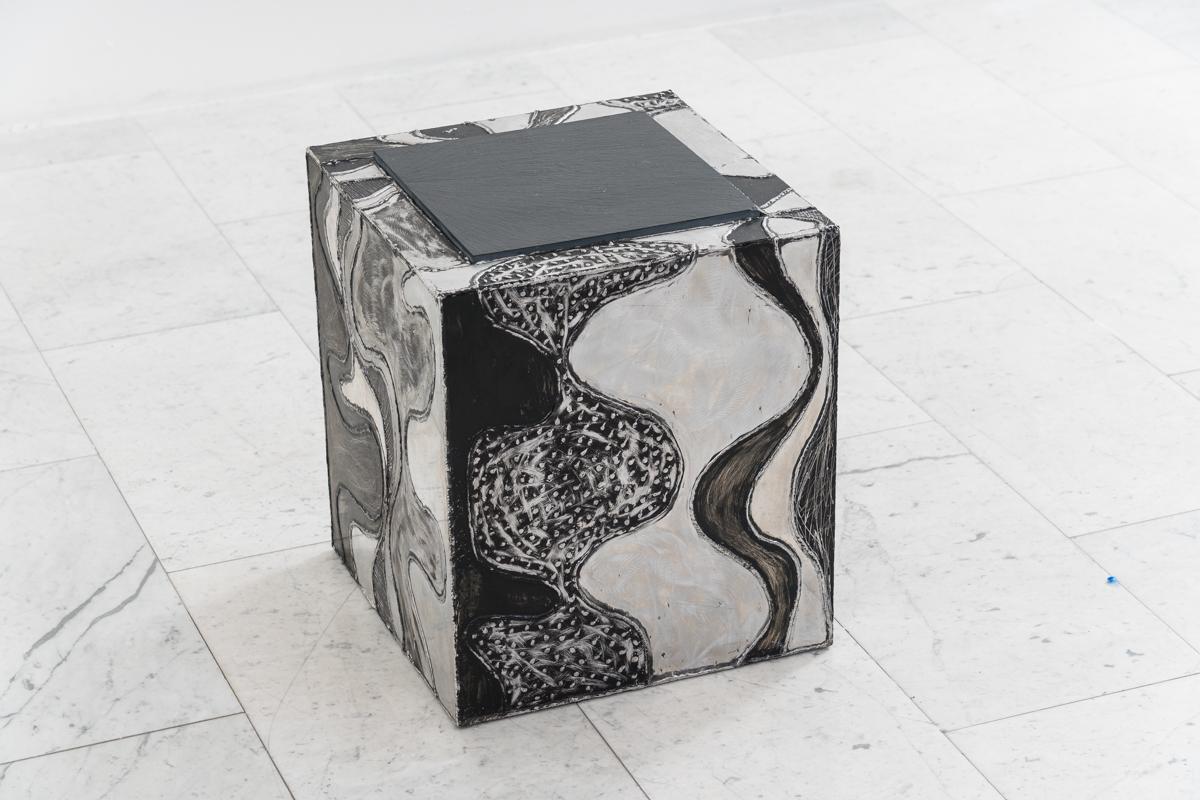 Aluminum Paul Evans, Argente Cube Table 'PE-37', USA
