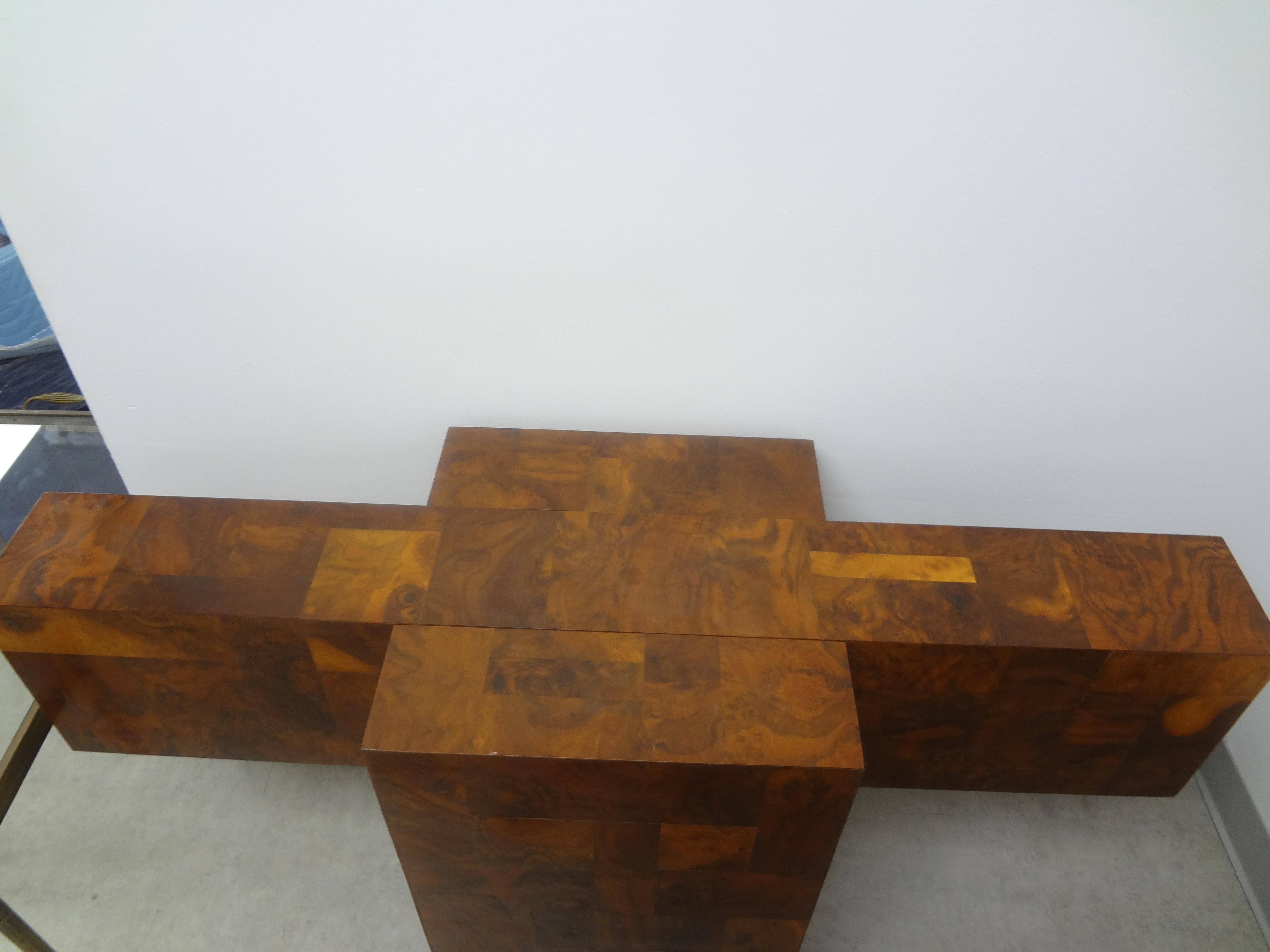 Nord-américain Console ou base de table à manger en bois de broussin Paul Evans Cityscape Patchwork en vente