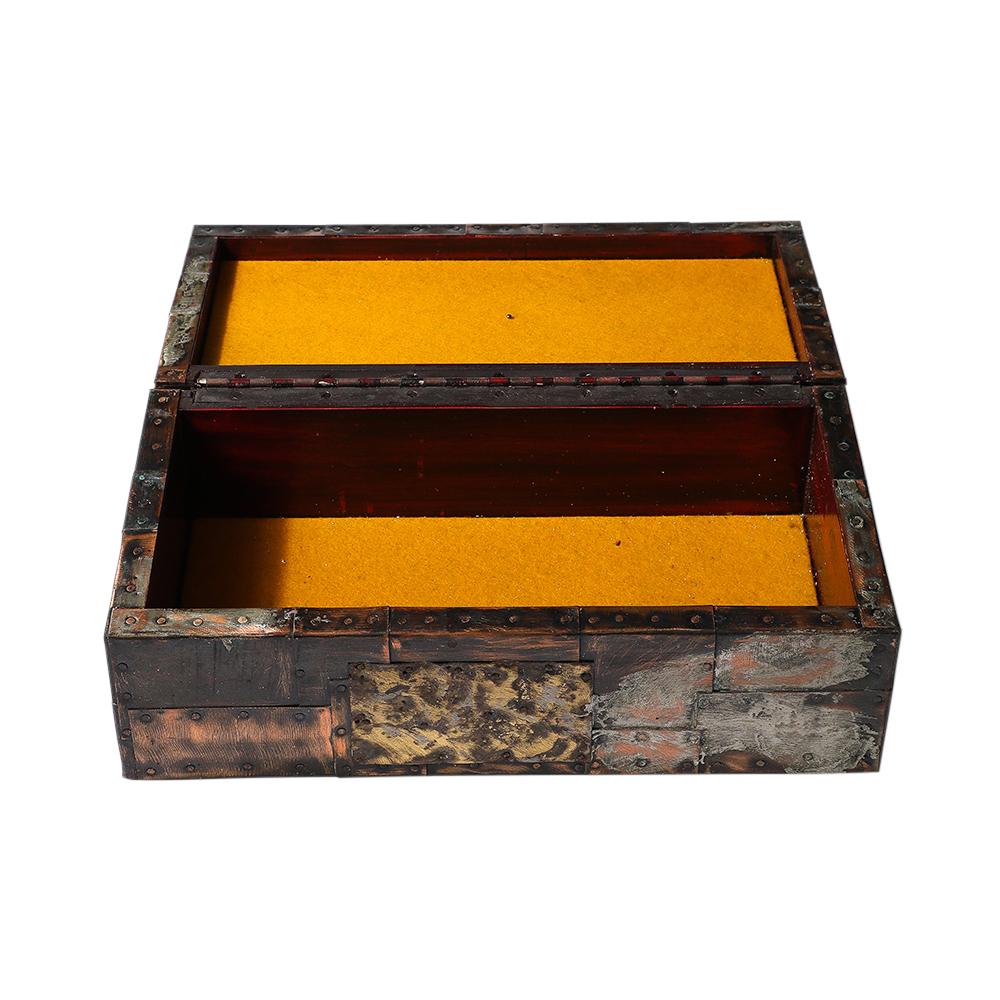 Mid-Century Modern Paul Evans Box for America House, Copper, Bronze, and Pewter, Hinged, Signed For Sale