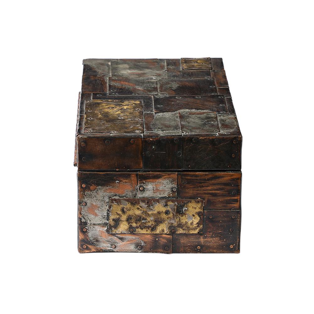 Hand-Crafted Paul Evans Box for America House, Copper, Bronze, and Pewter, Hinged, Signed For Sale