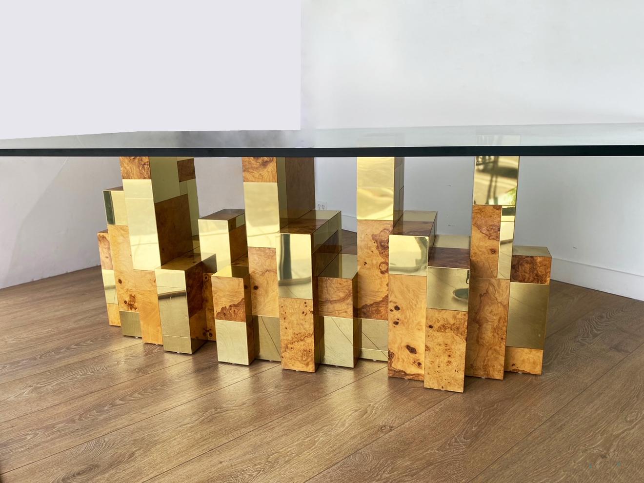 Paul Evans Brass and Burl Cityscape Dining Table, USA, 1975 5