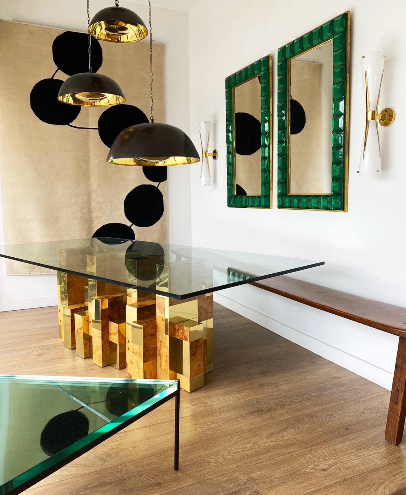 Paul Evans brass and burl cityscape dining table, USA 1975
Large rectangular glass top (96