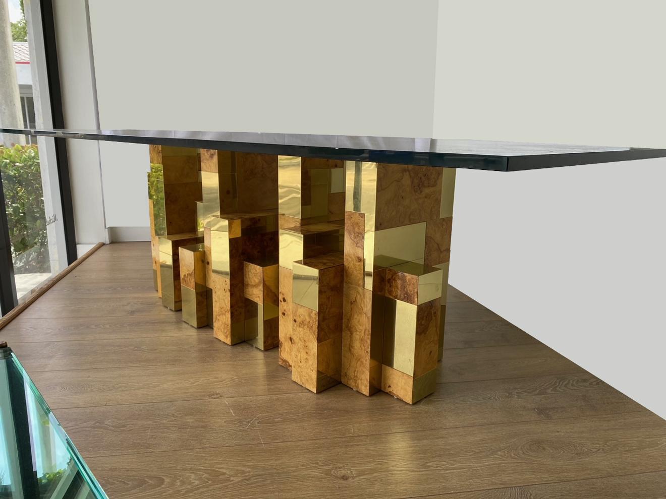 Paul Evans Brass and Burl Cityscape Dining Table, USA, 1975 3