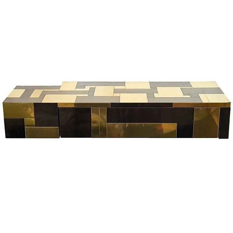 Paul Evans Brass and Gunmetal Floating Console 2