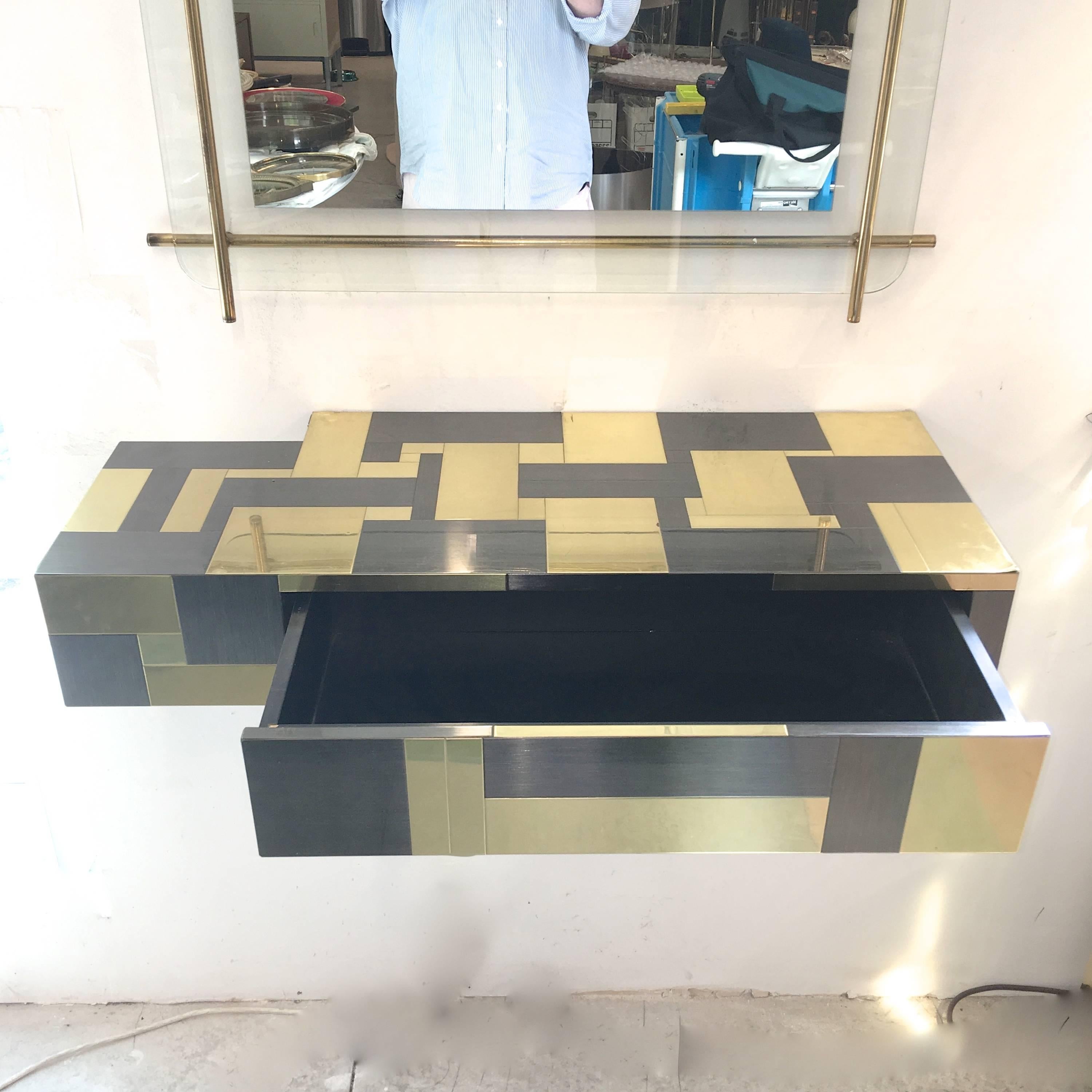 Paul Evans Brass and Gunmetal Floating Console 5