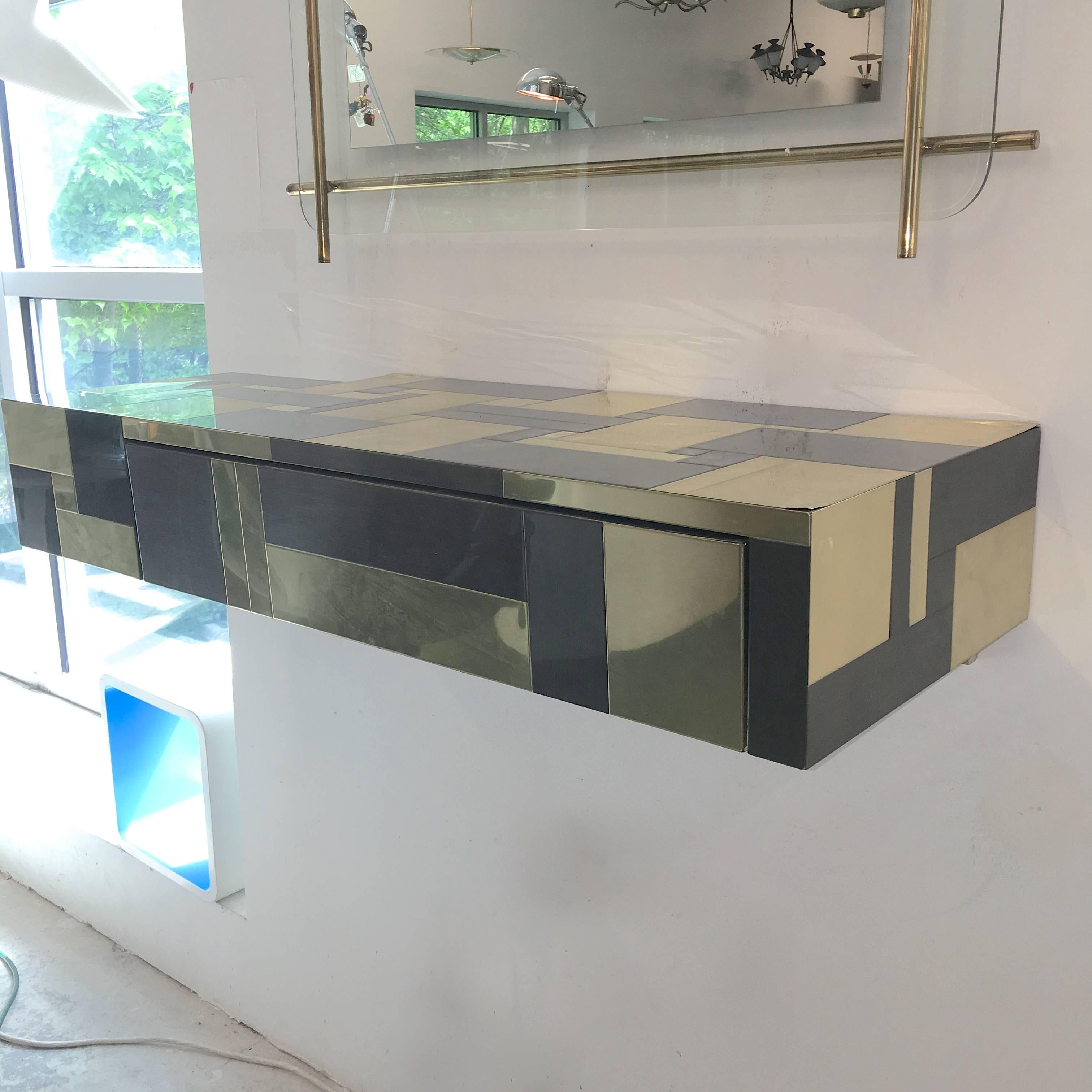 Paul Evans Brass and Gunmetal Floating Console 6