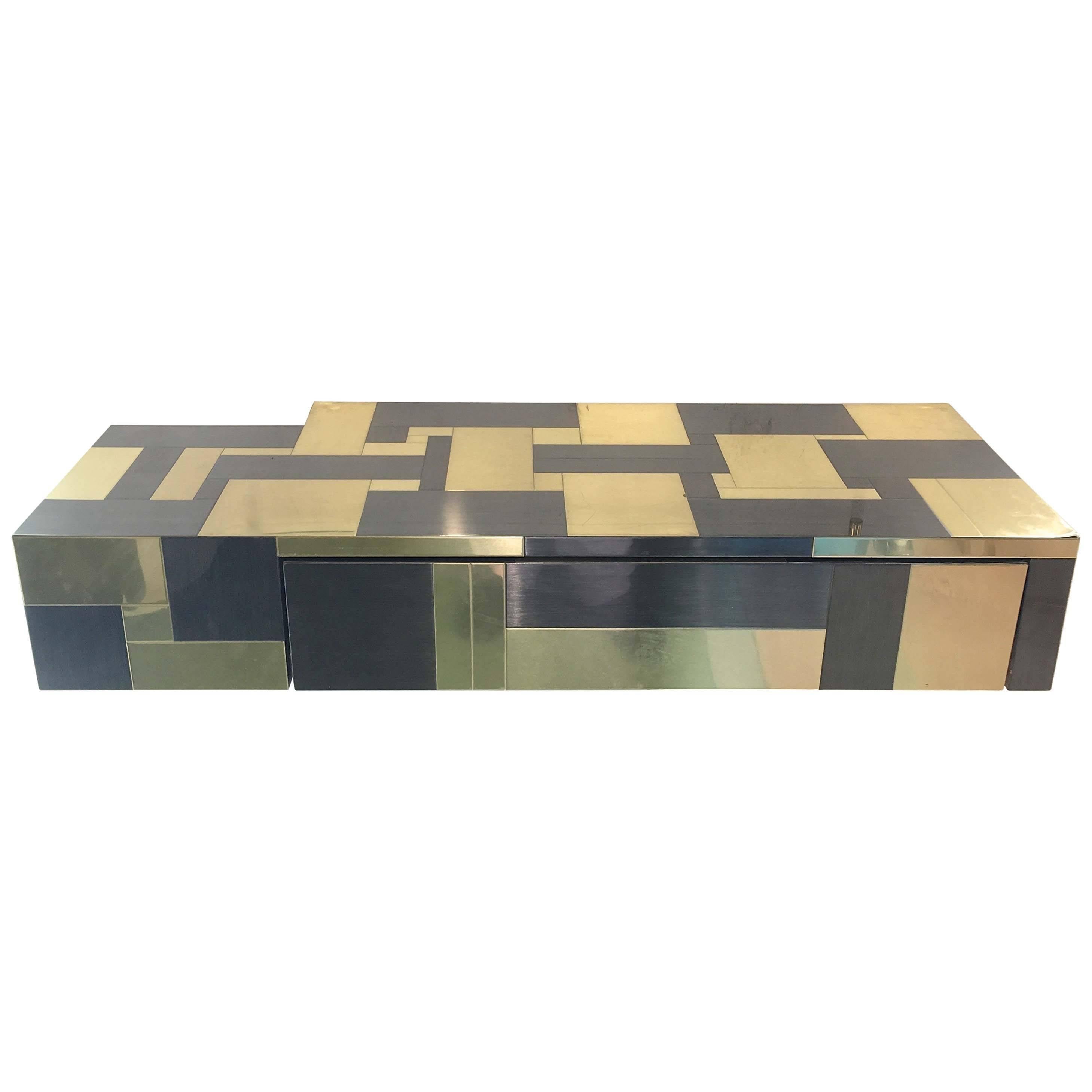 Paul Evans Brass and Gunmetal Floating Console