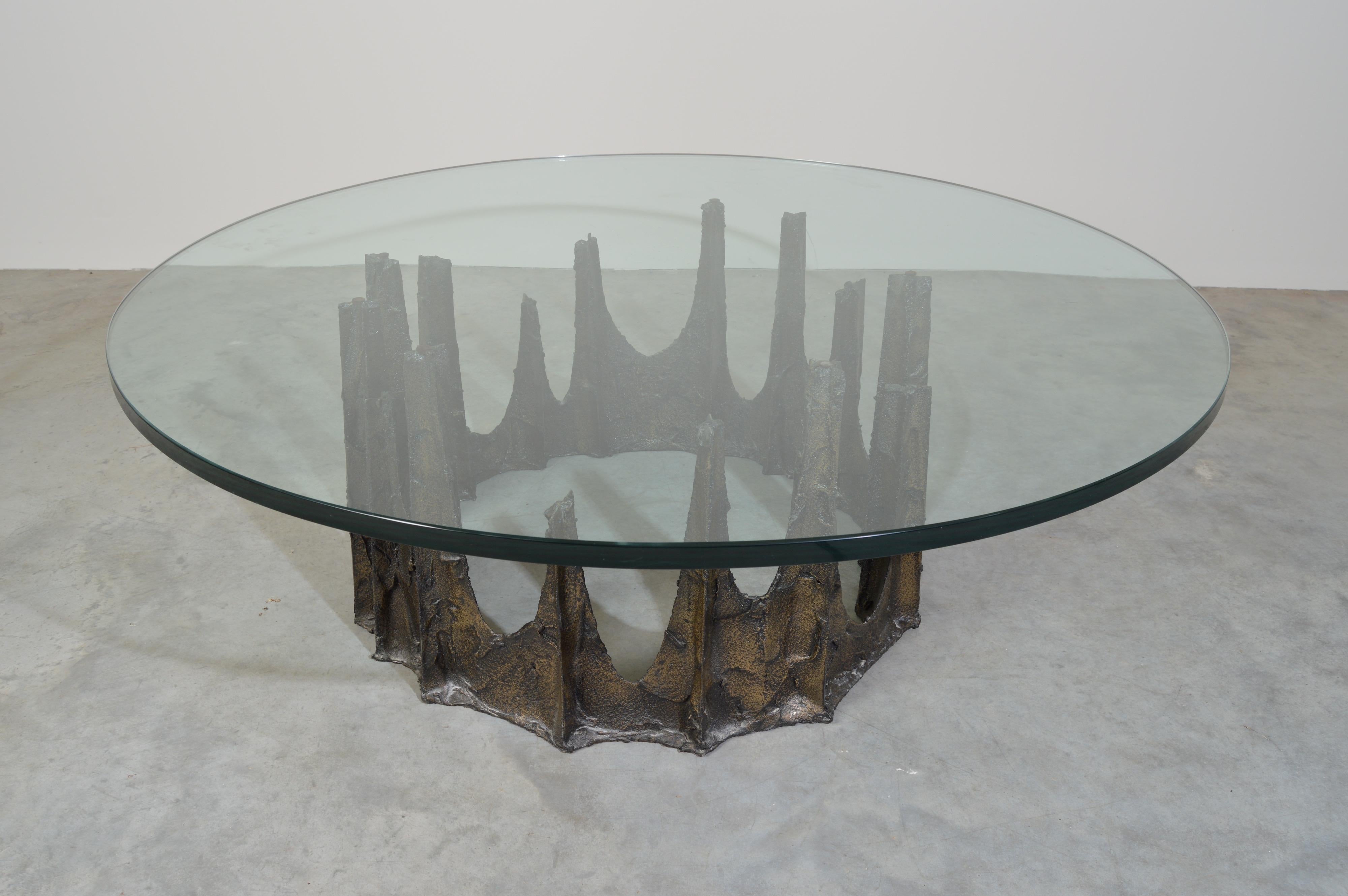 Mid-Century Modern Paul Evans Bronze ‘Stalagmite’ PE-128 Brutalist Cocktail Table Signed “PE70”