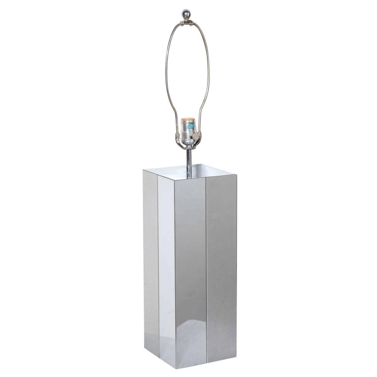 Paul Evans Brushed Aluminum and Polished Steel "Cityscape" Table Lamp, 1970's  For Sale