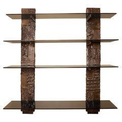Paul Evans Brutalist Bronze Shelving Unit