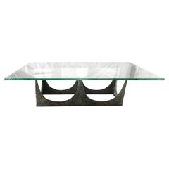 Paul Evans Brutalist Bronze Stalagmite Cocktail Coffee Table 1969 Signed
