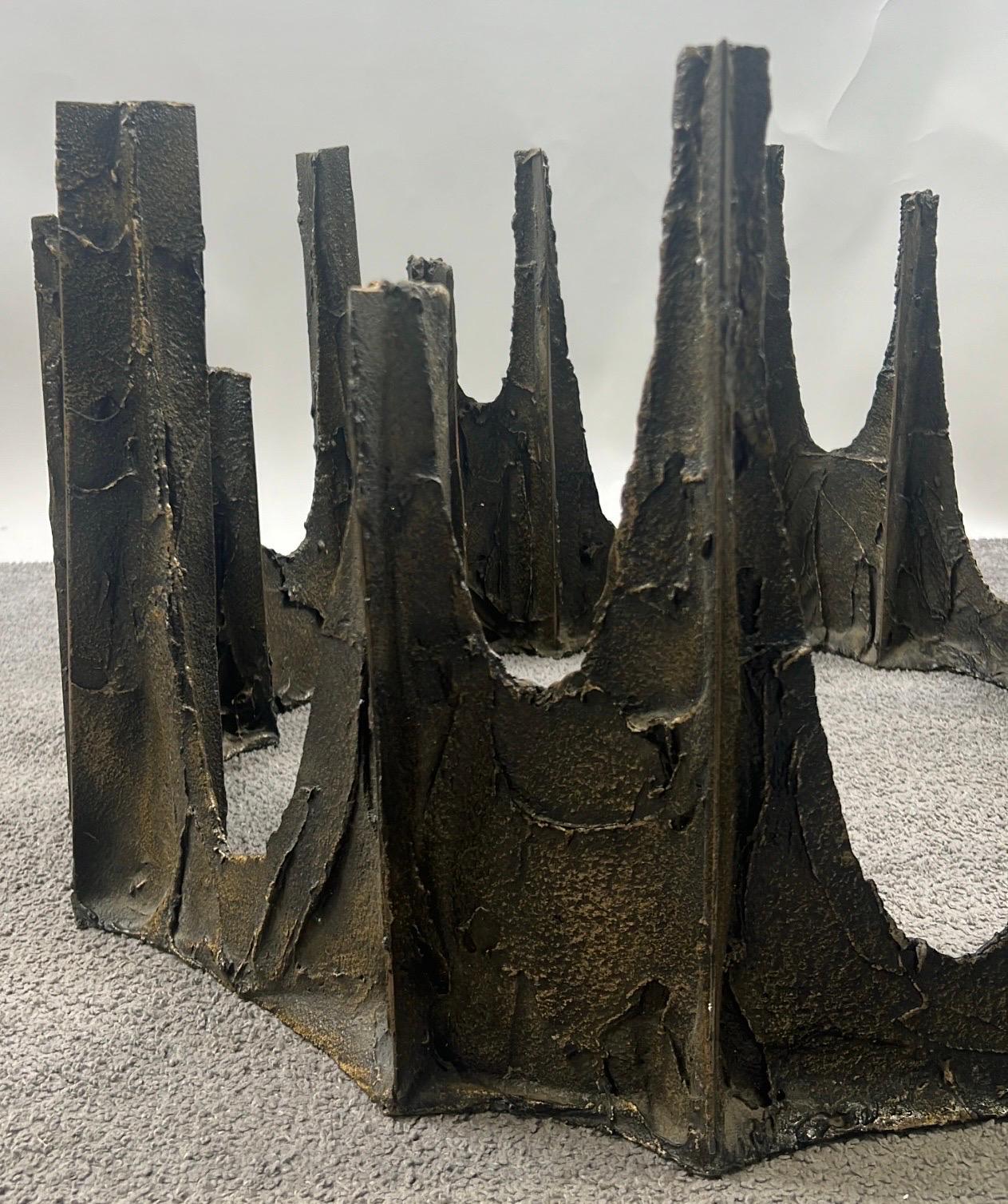 20th Century Paul Evans Brutalist Bronze Stalagmite Coffee / Cocktail Table, Signed & Dated For Sale