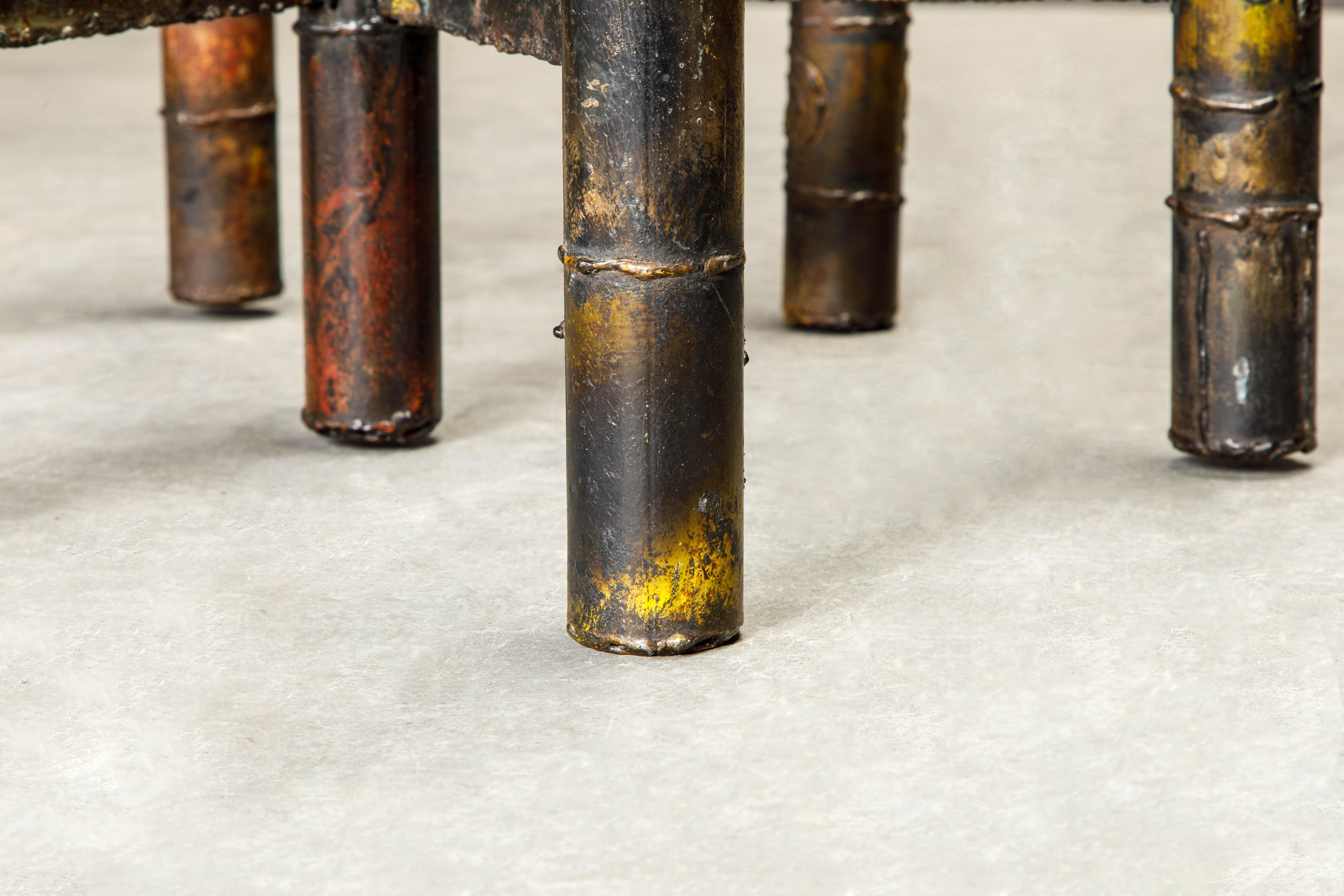 Paul Evans Brutalist Cocktail Table in Oxidized Steel and Bronze, c. 1970 8