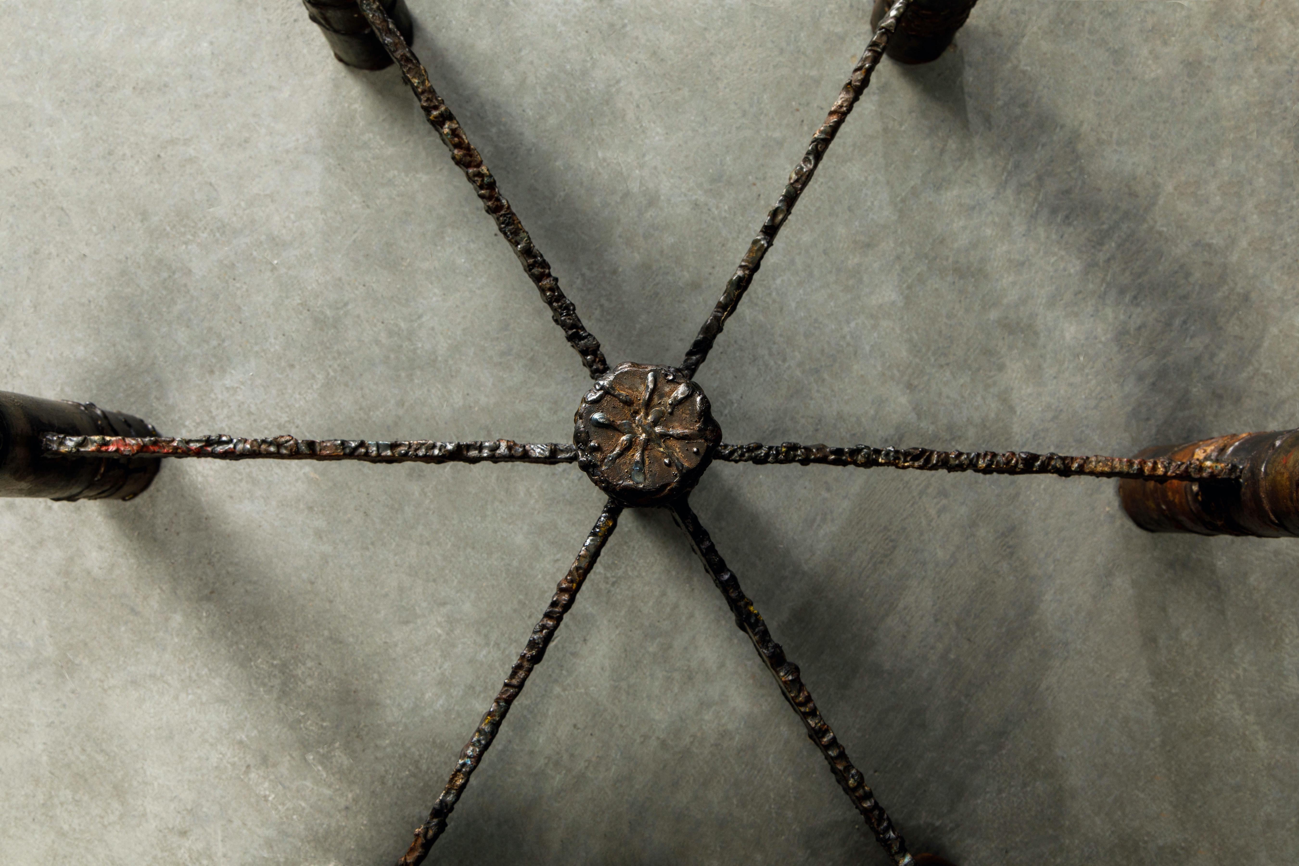 Paul Evans Brutalist Cocktail Table in Oxidized Steel and Bronze, c. 1970 12