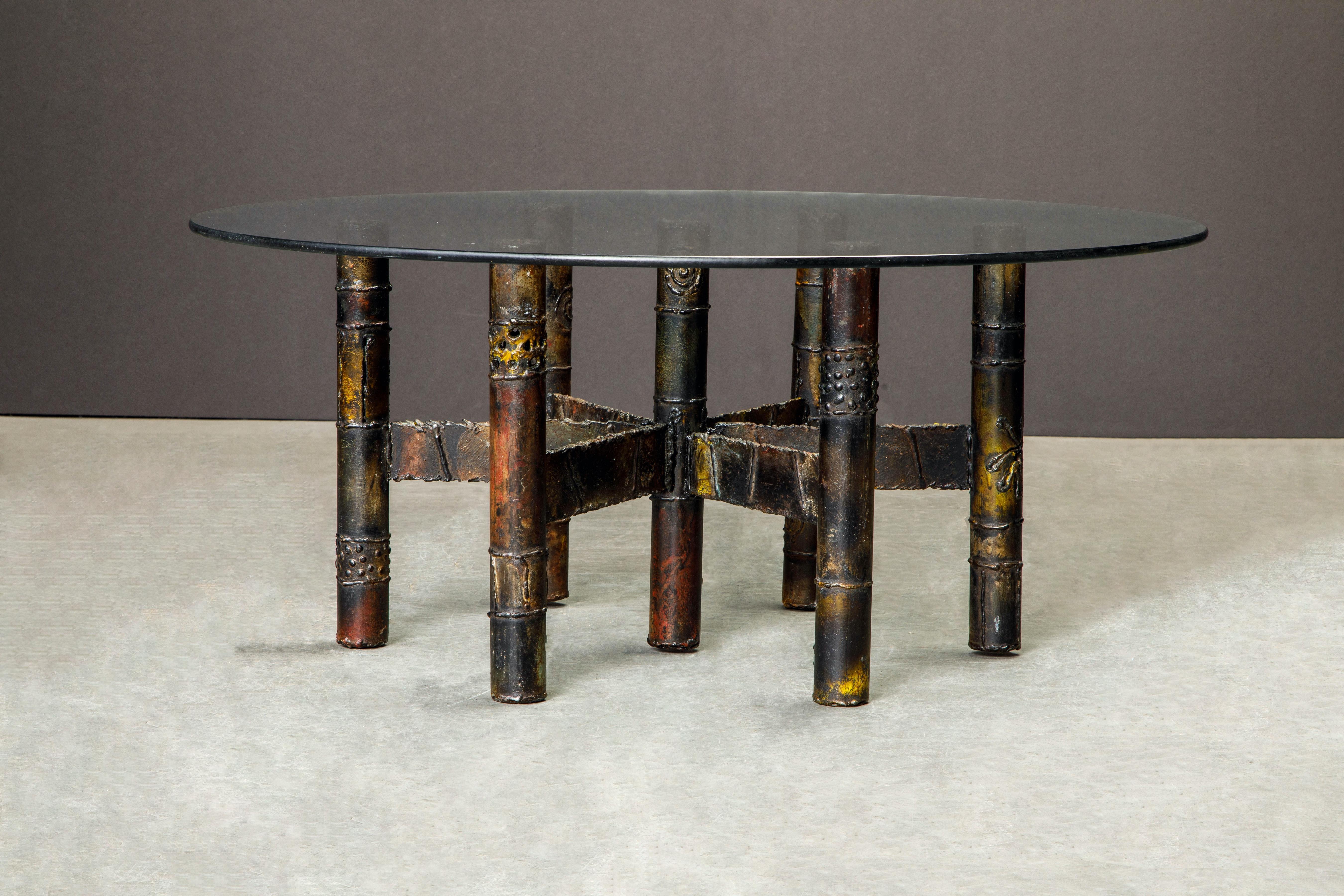 American Paul Evans Brutalist Cocktail Table in Oxidized Steel and Bronze, c. 1970