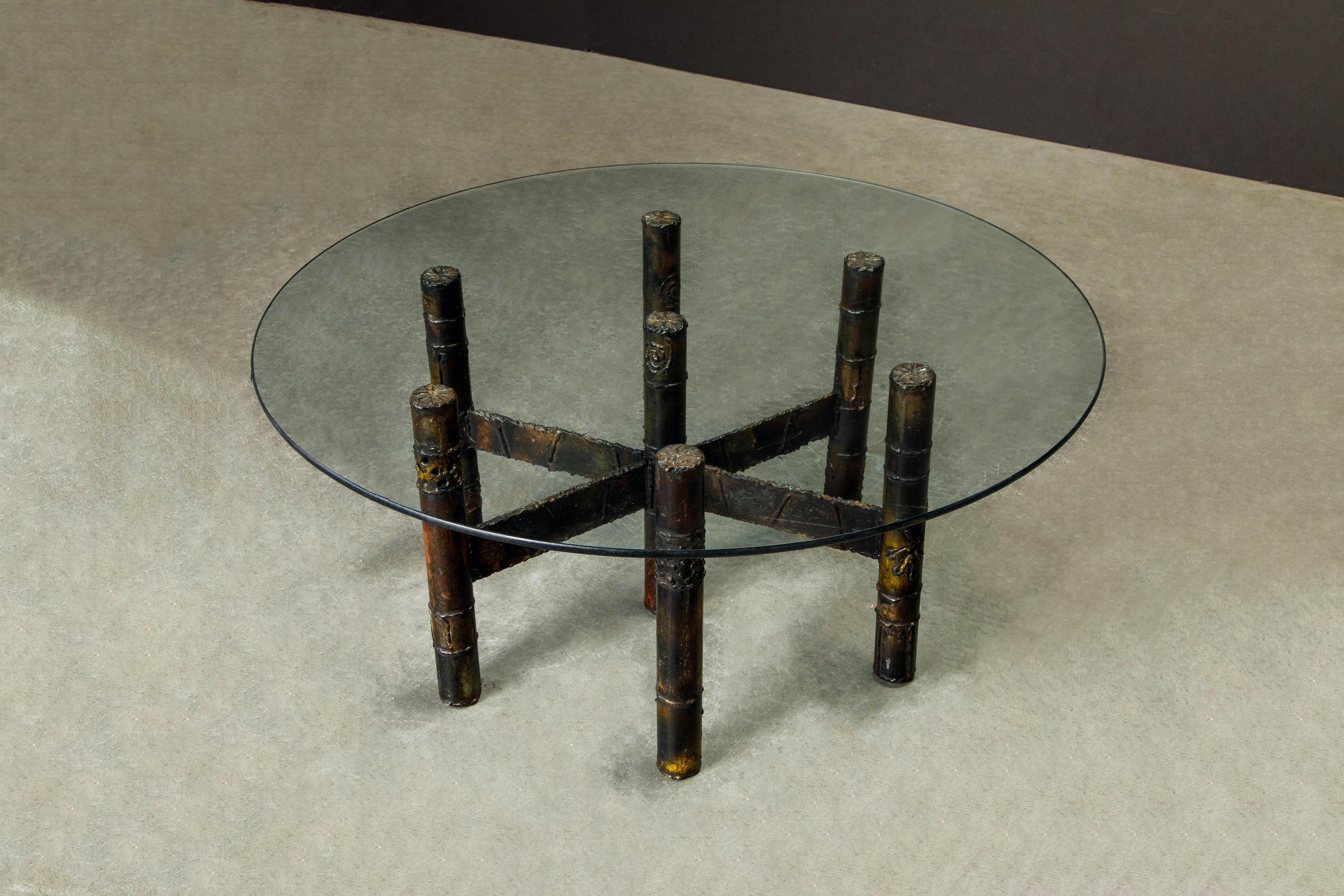 Patinated Paul Evans Brutalist Cocktail Table in Oxidized Steel and Bronze, c. 1970