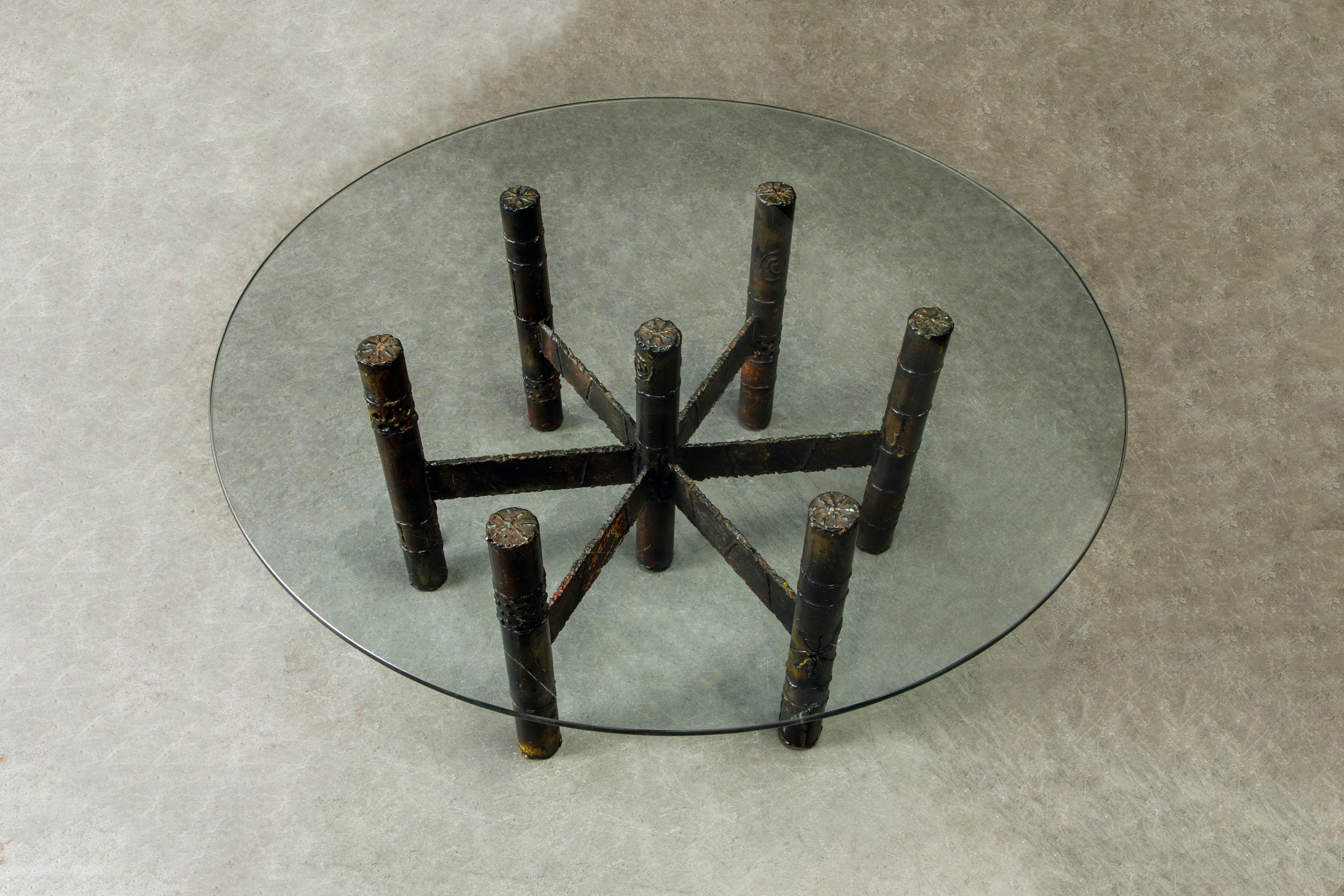 Paul Evans Brutalist Cocktail Table in Oxidized Steel and Bronze, c. 1970 In Good Condition In Los Angeles, CA