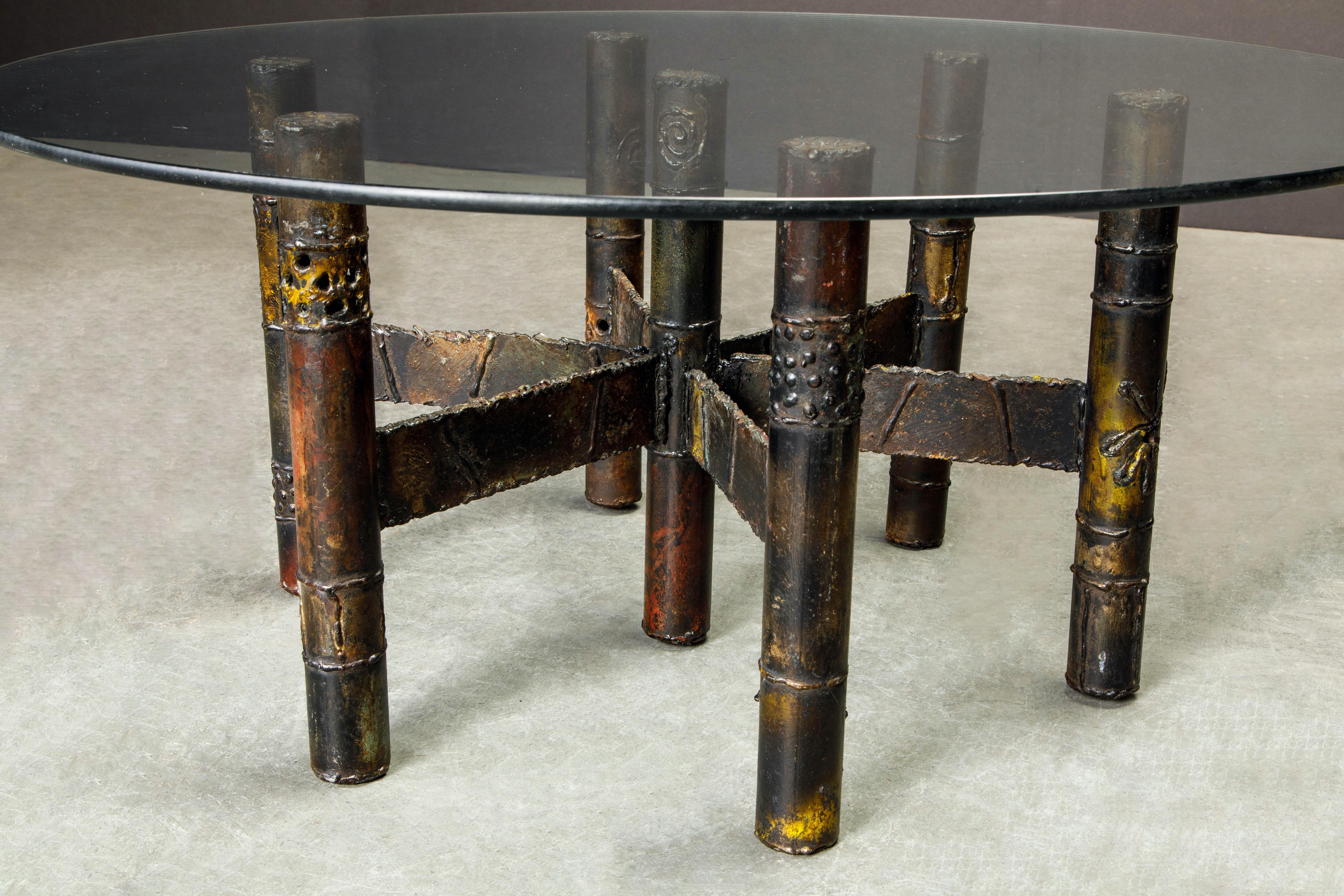 Late 20th Century Paul Evans Brutalist Cocktail Table in Oxidized Steel and Bronze, c. 1970