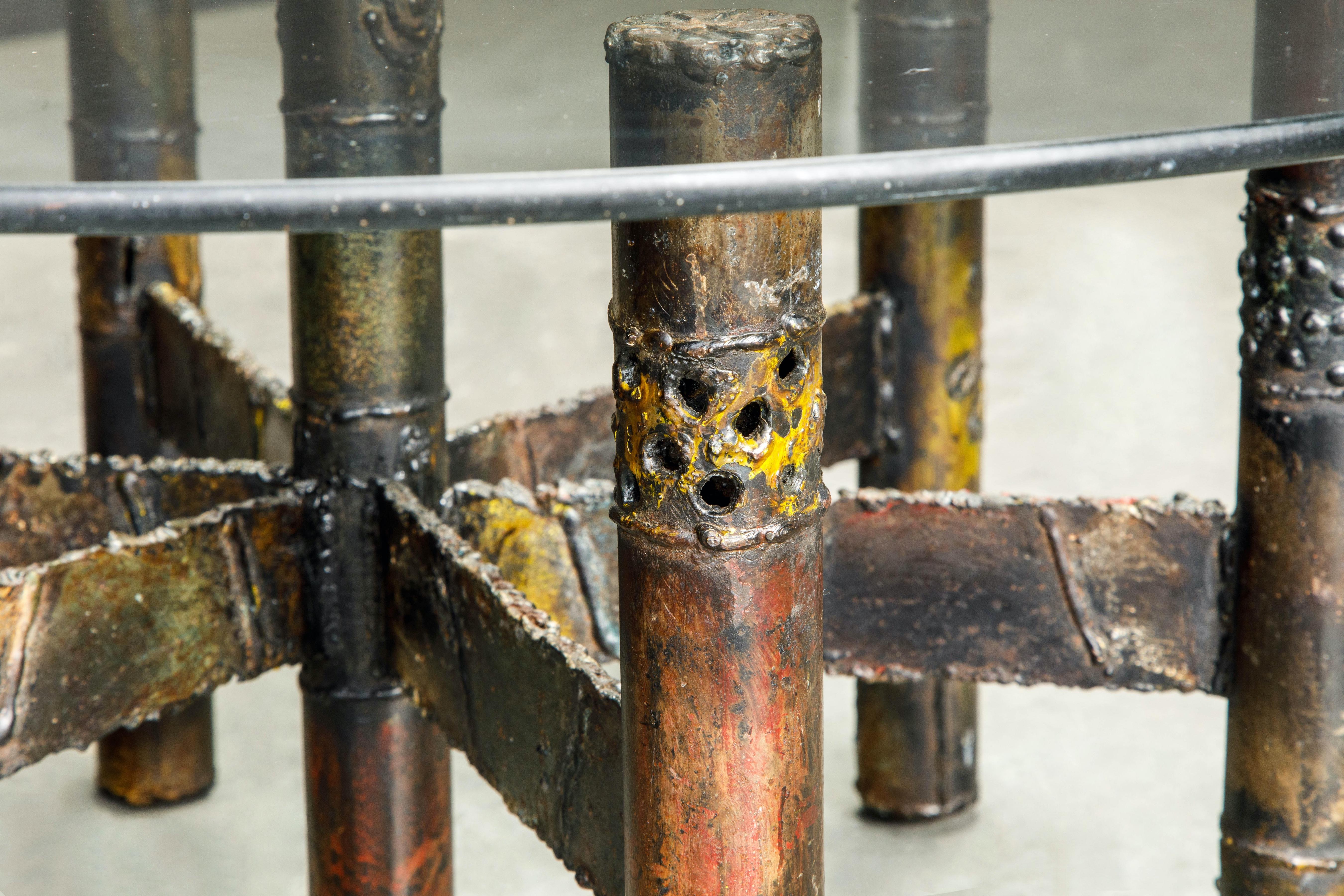 Paul Evans Brutalist Cocktail Table in Oxidized Steel and Bronze, c. 1970 3