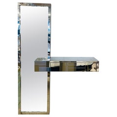 Paul Evans Brutalist Mid-Century Modern Cityscape Console flottante, miroir, 1975