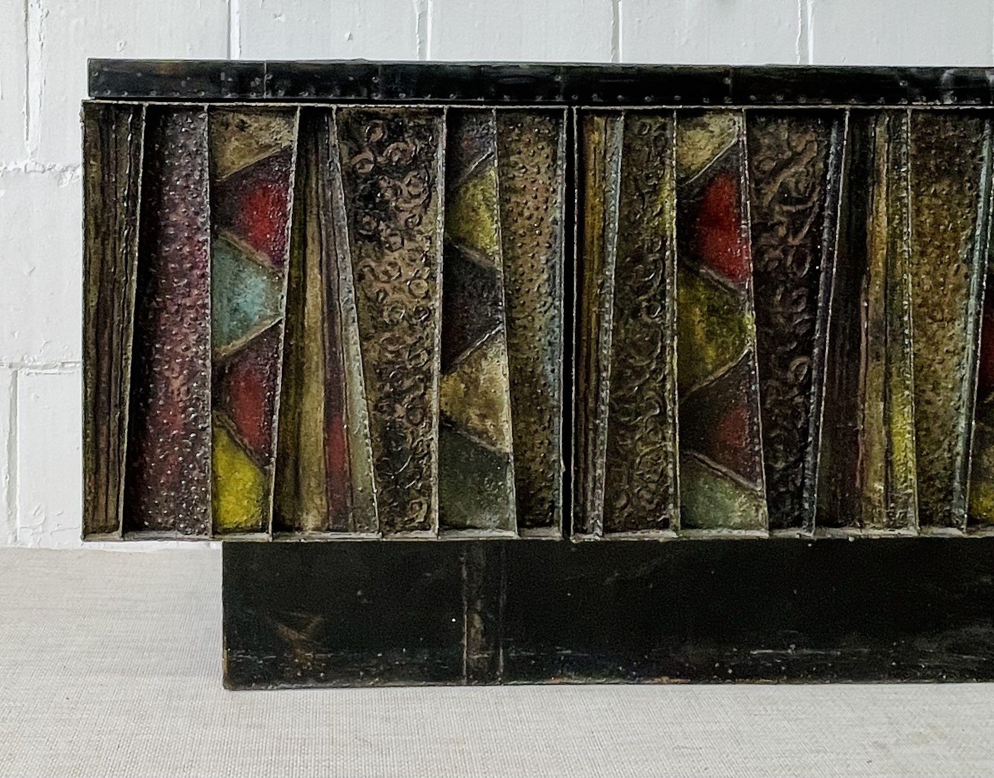 Mid-20th Century Paul Evans, Brutalist Mid-Century Modern Deep Relief Sideboard, Sculputed Bronze For Sale