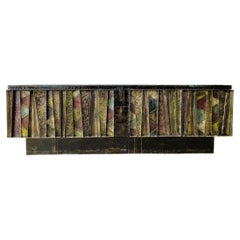 Brutalistisches Mid-Century-Modern-Sideboard mit tiefem Relief von Paul Evans, Skulptur aus Bronze