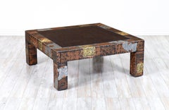 Table basse brutaliste en métal mélangé Paul Evans pour Directional