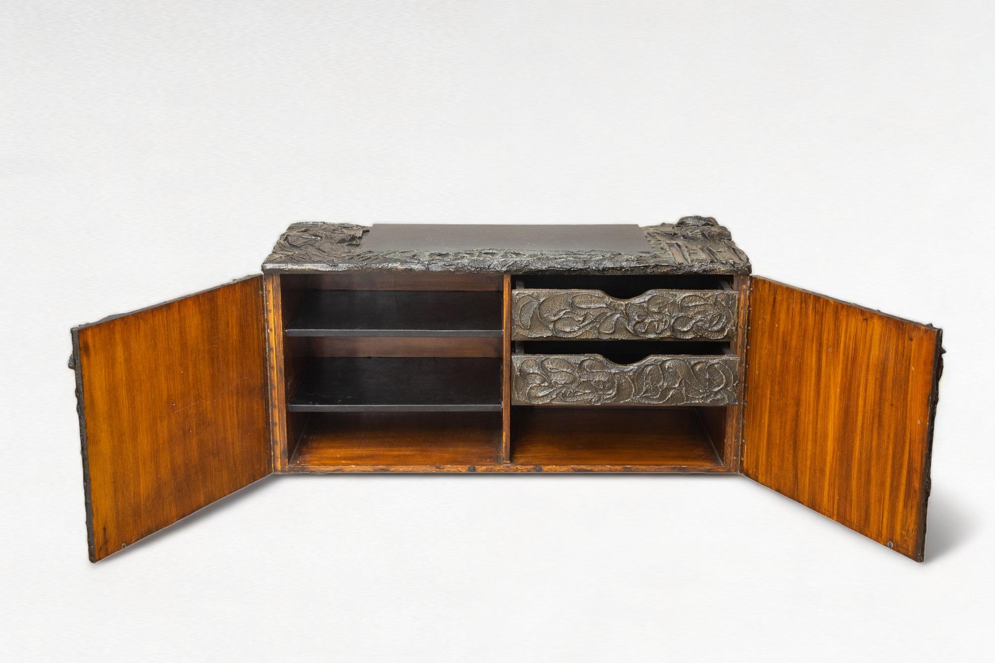 Paul Evans Brutalist Sculpted Bronze Cabinet, USA 1970 For Sale 7