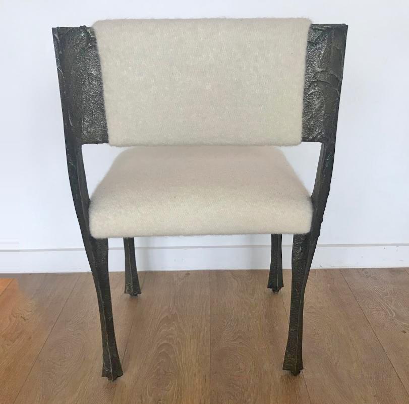 American Paul Evans Brutalist Sculpted Bronze Dining Chairs