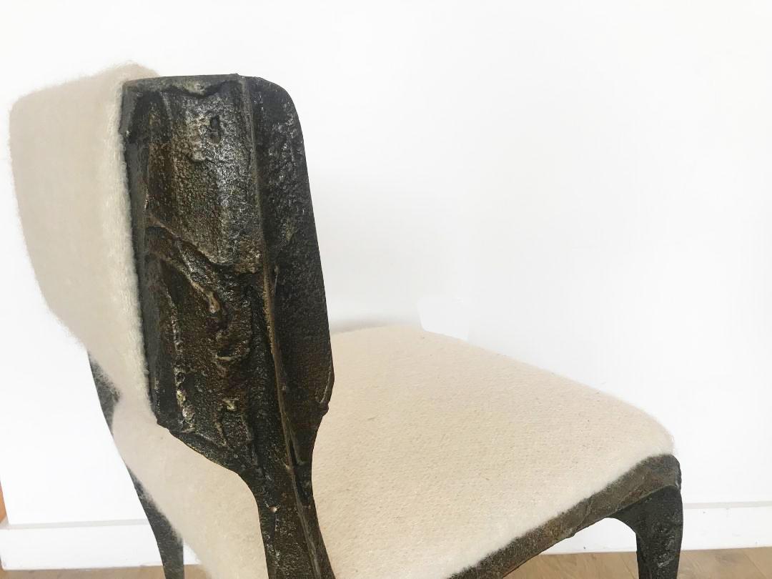 Appliqué Paul Evans Brutalist Sculpted Bronze Dining Chairs