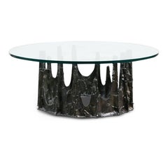 Paul Evans Brutalist Sculpted Bronze Stalagmite Table, Signed and Dated 1970