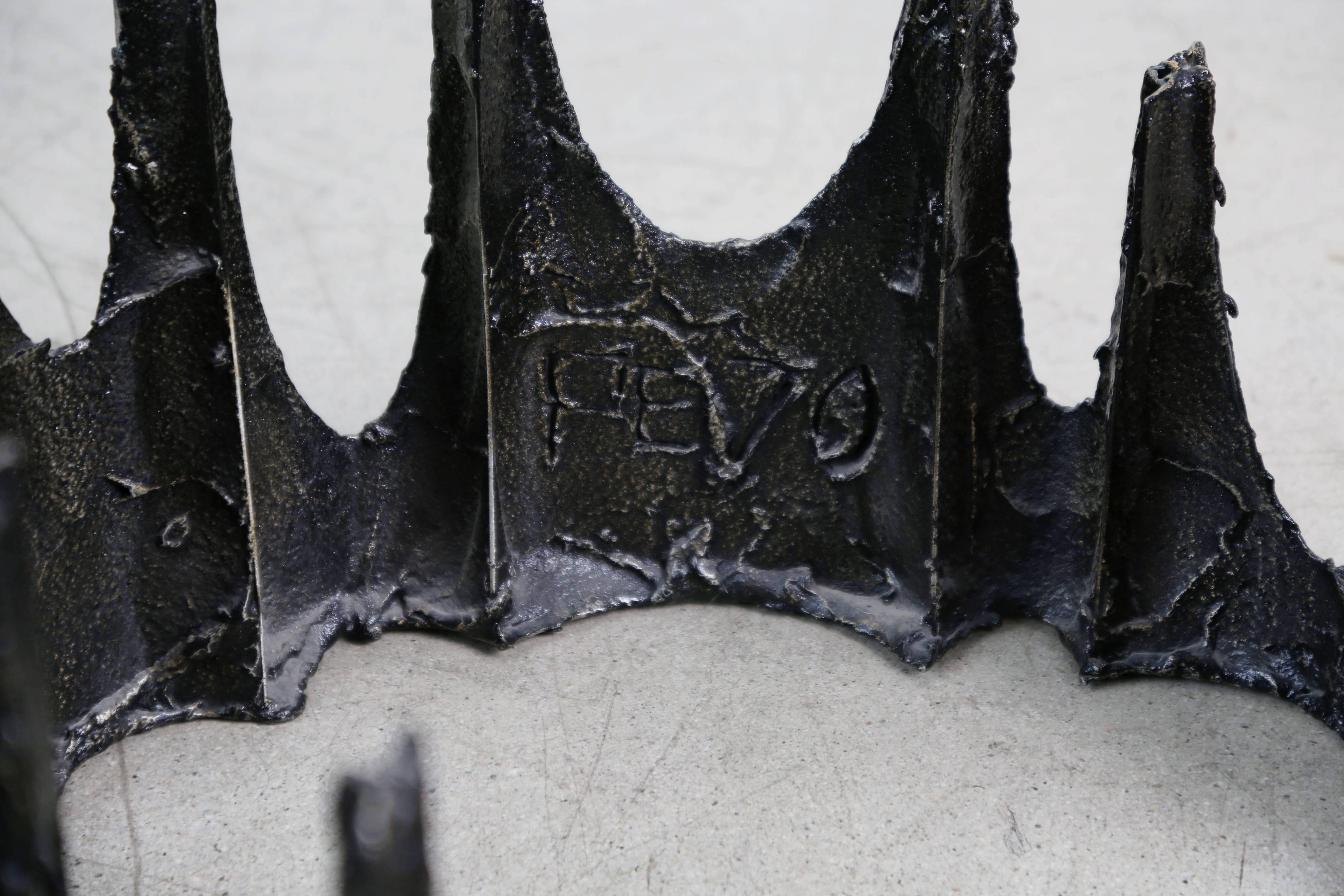 American Paul Evans Brutalist Sculpted Bronze Stalagmite Table, Signed and Dated 1970