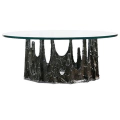 Paul Evans Brutalist Sculpted Bronze Stalagmite Table, Signed and Dated 1970