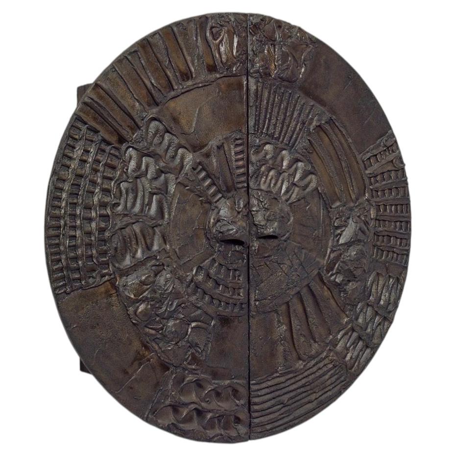 Paul Evans Brutalist Sculpted Bronze Wall-Mounted Dry Bar Cabinet, Model PE-122