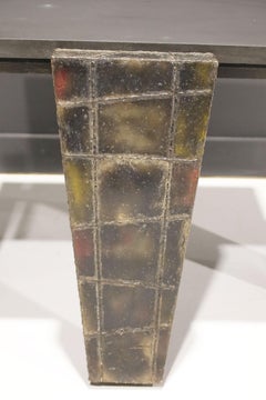 Paul Evans Mesa Auxiliar Brutalista Metal Soldado y Tablero de Pizarra, Firmada y fechada en 1977