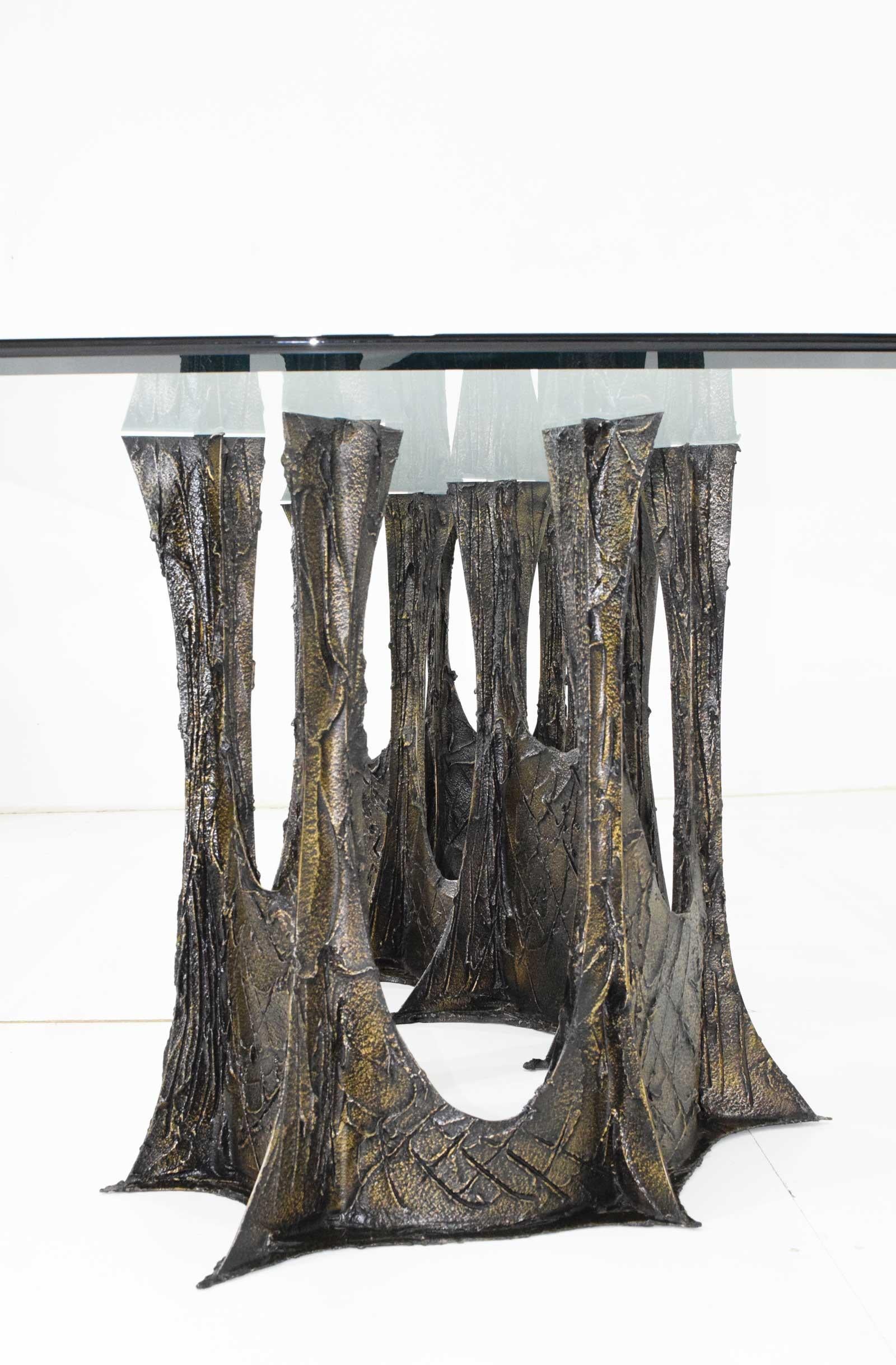 Paul Evans Brutalist Stalagmite Bronze and Resin Base Dining Table, 1972, Signed 2