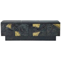 Paul Evans Brutalist Welded Steel Cabinet, Model PE40A.