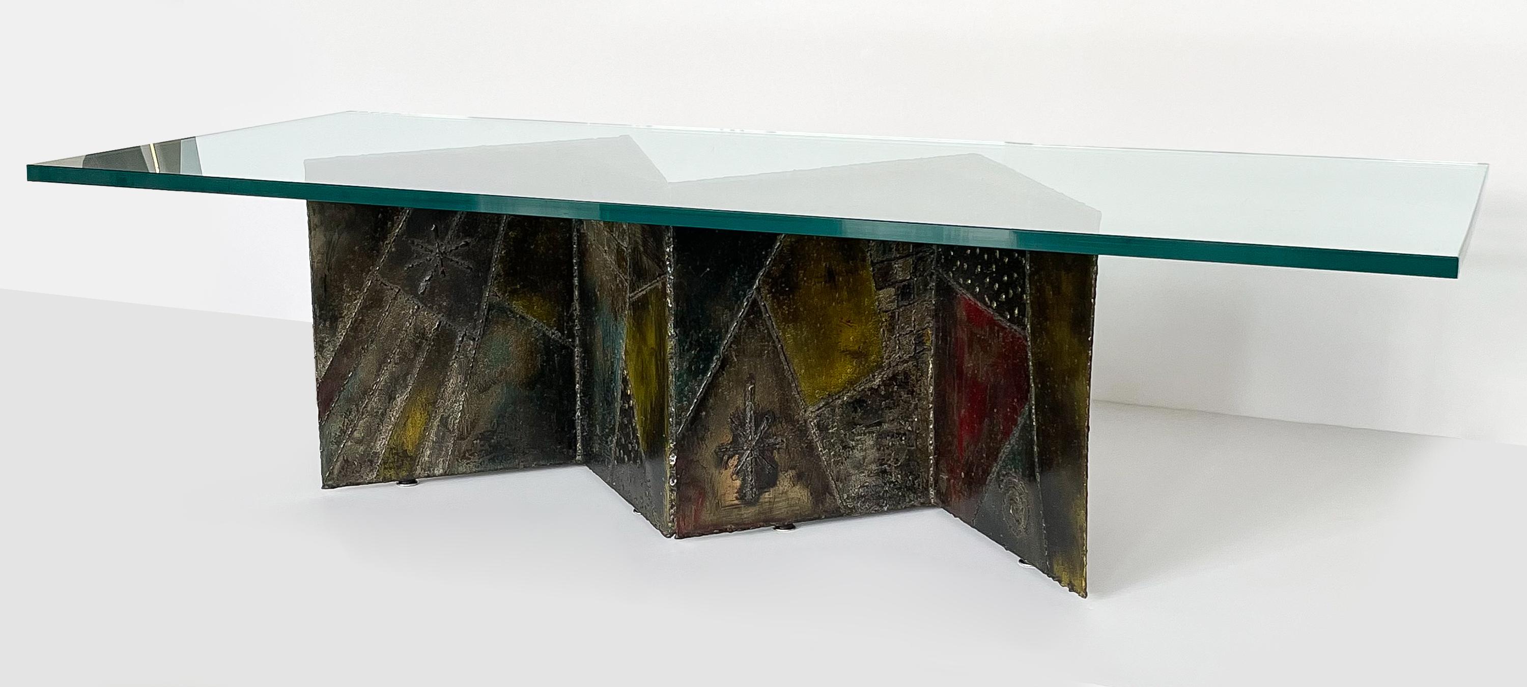 Enameled Paul Evans Brutalist Welded Zig Zag Coffee Table