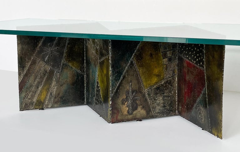 Paul Evans Brutalist Welded Zig Zag Coffee Table In Good Condition For Sale In Chicago, IL
