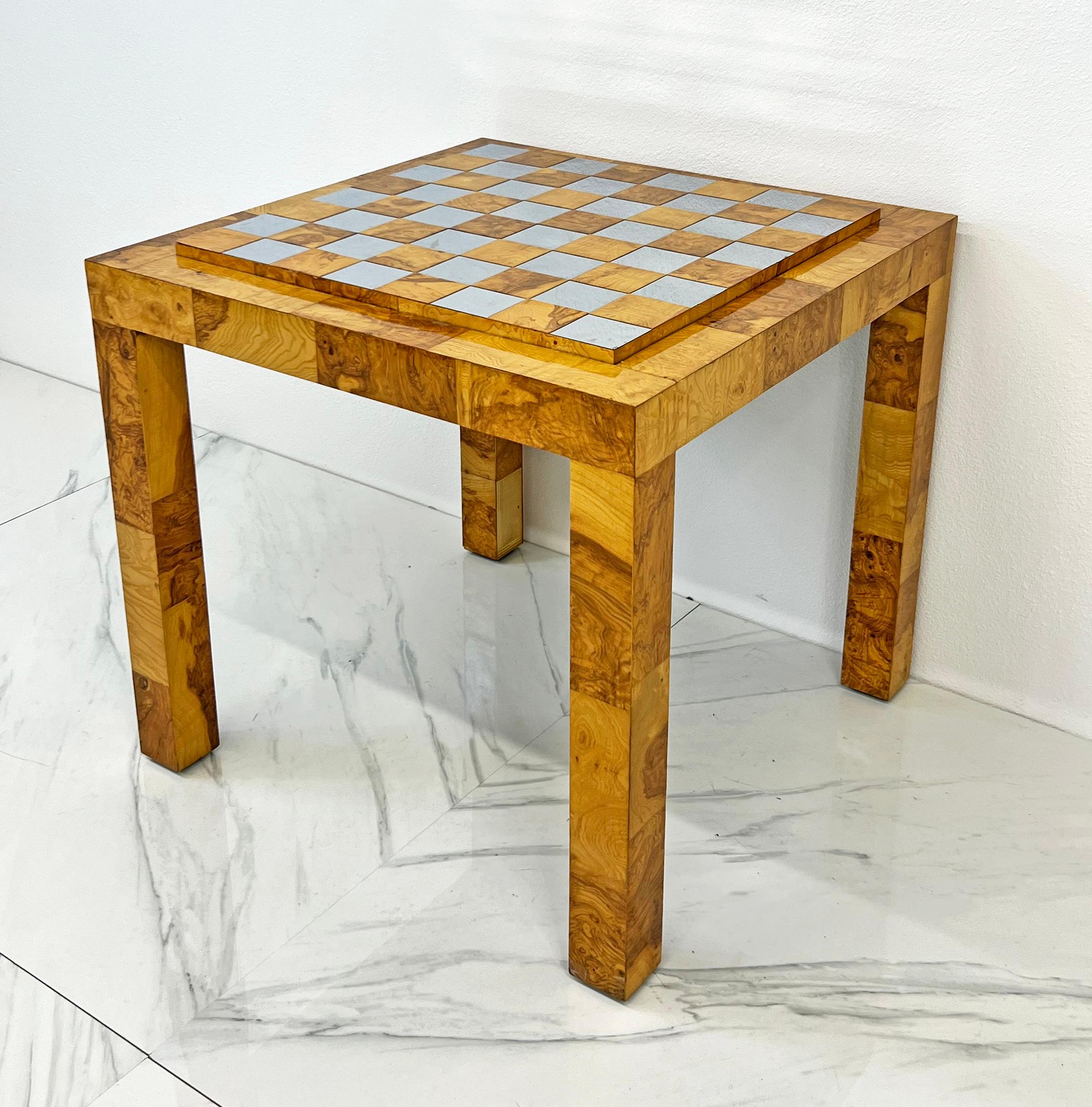 Mid-Century Modern Paul Evans Burl and Chrome Cityscape Game Table & Accent Table, 1970's