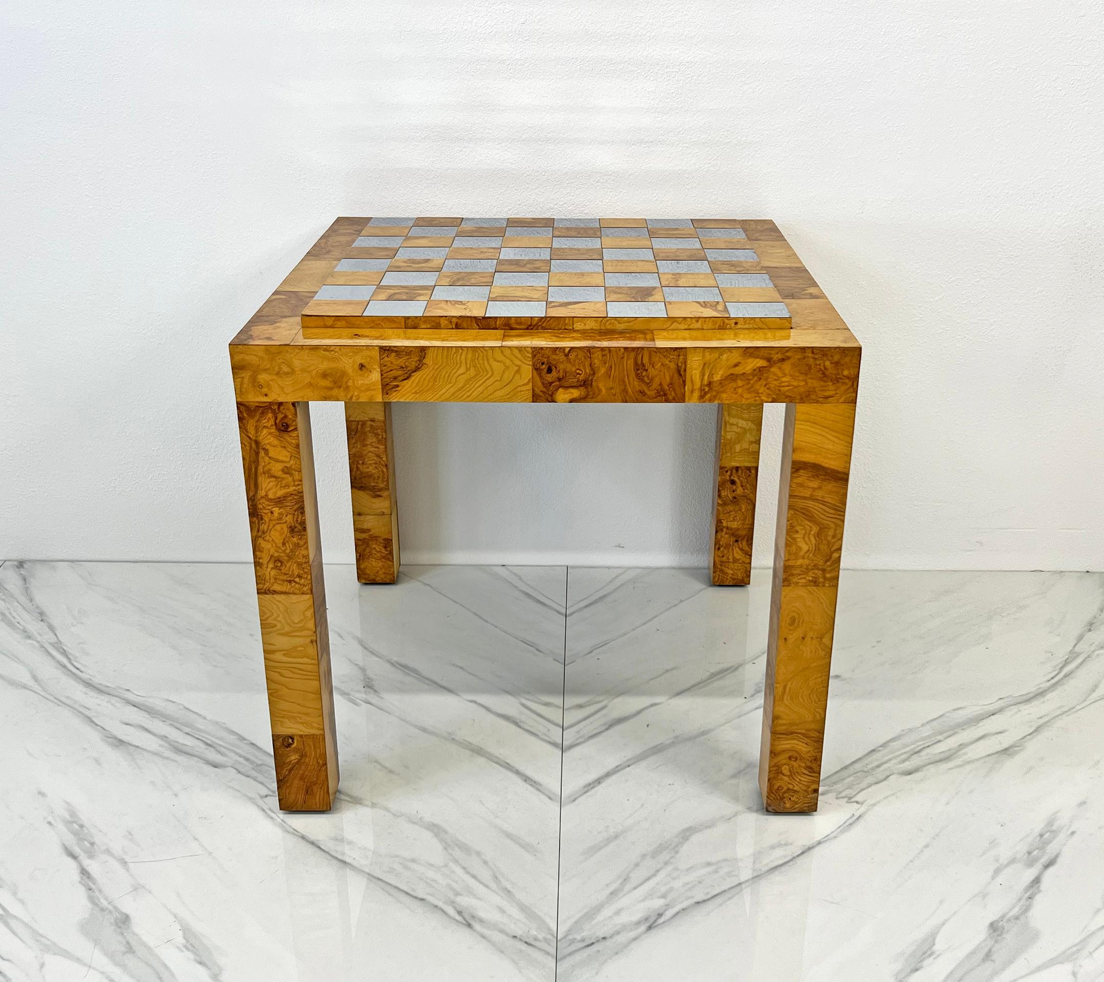 Late 20th Century Paul Evans Burl and Chrome Cityscape Game Table & Accent Table, 1970's