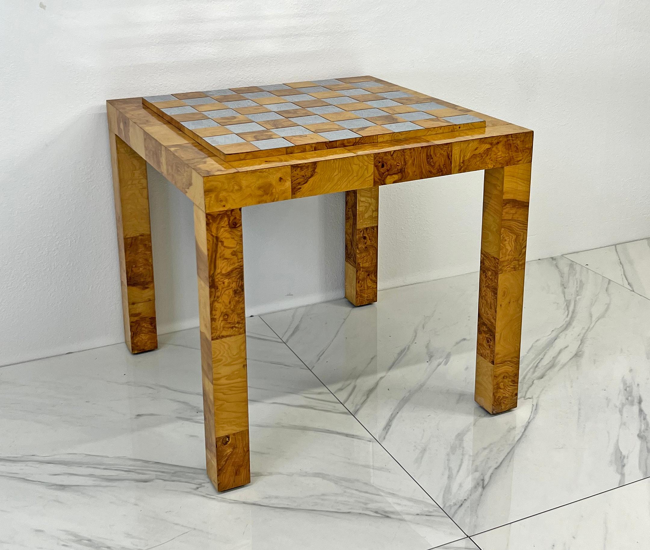 Paul Evans Burl and Chrome Cityscape Game Table & Accent Table, 1970's 1