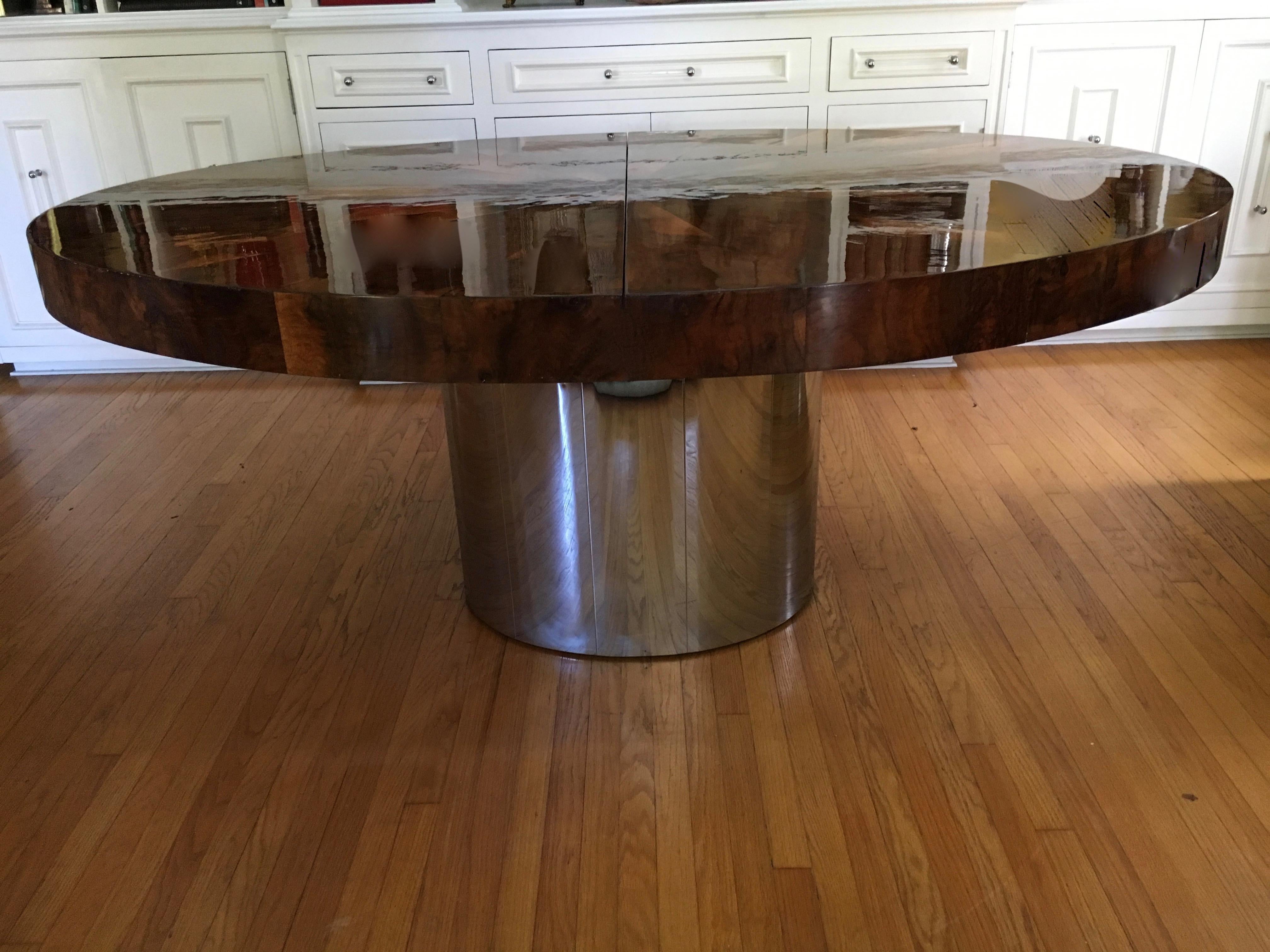 Paul Evans Burl and Chrome Expanding Dining Table 1