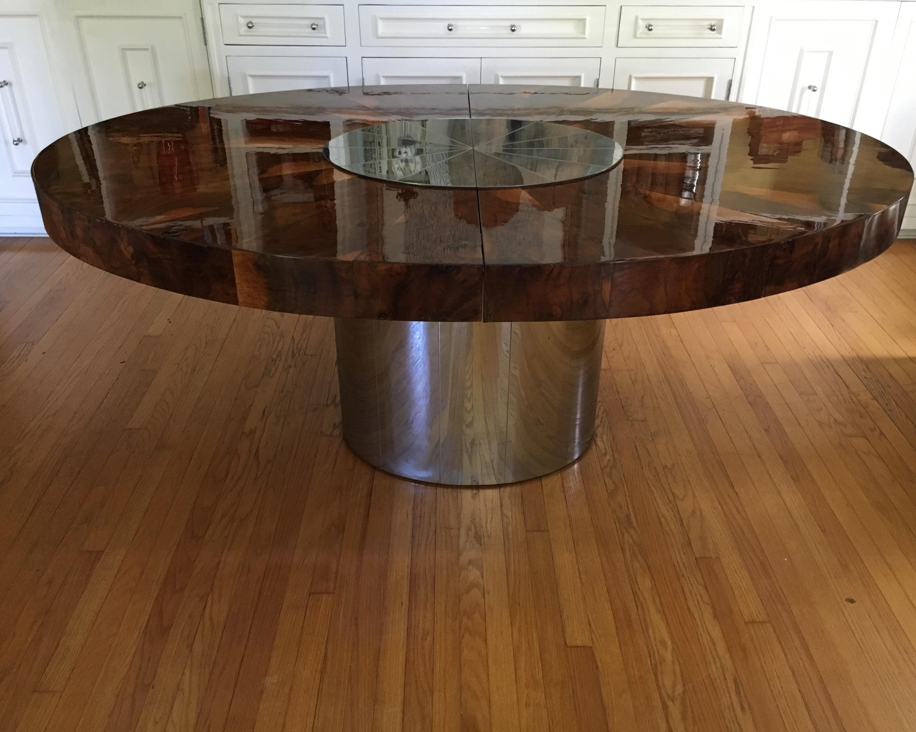 Paul Evans Burl and Chrome Expanding Dining Table 2