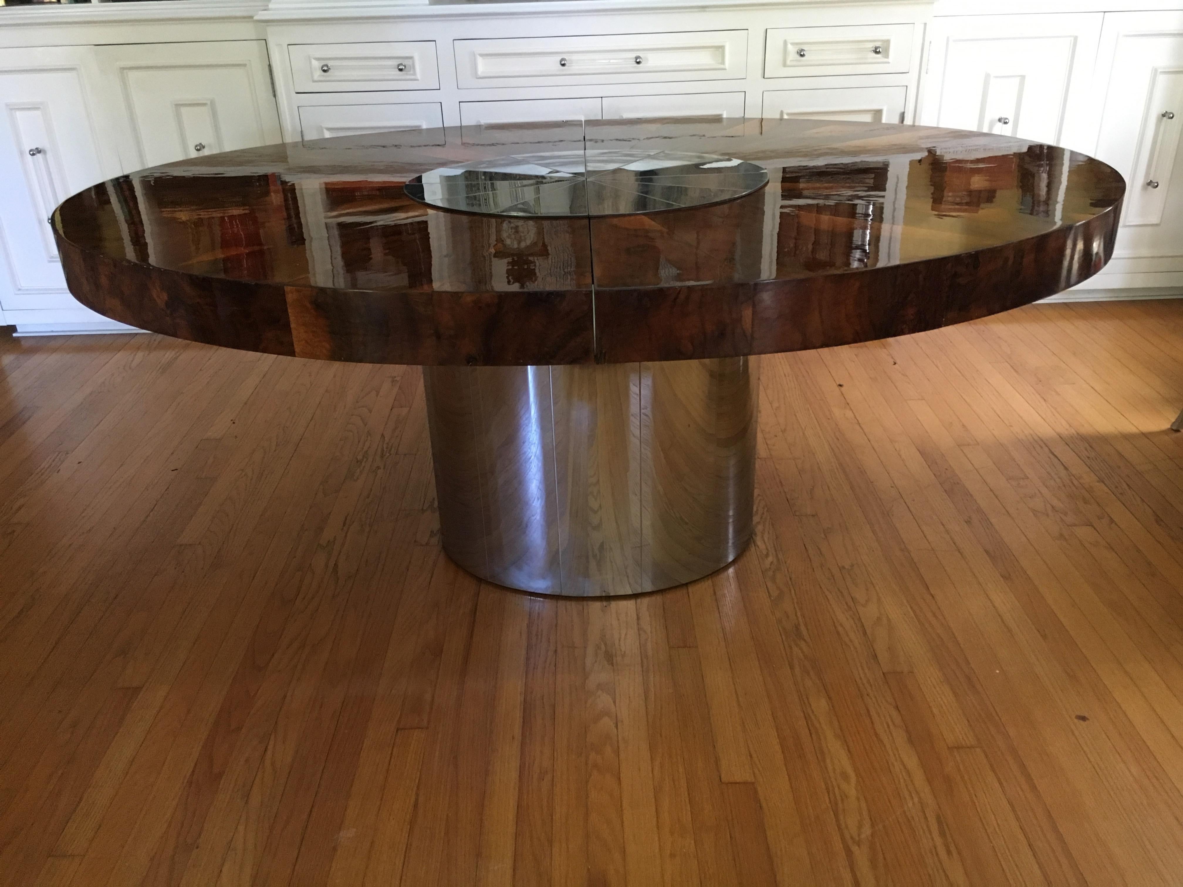 Paul Evans Burl and Chrome Expanding Dining Table 3