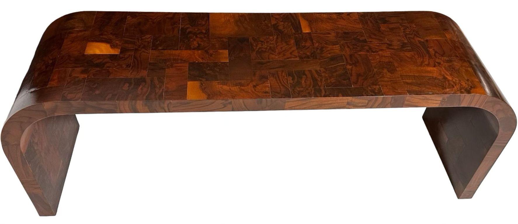 Mid-Century Modern Paul Evans Burl Patchwork Waterfall Cityscape Console Table, 1970 For Sale