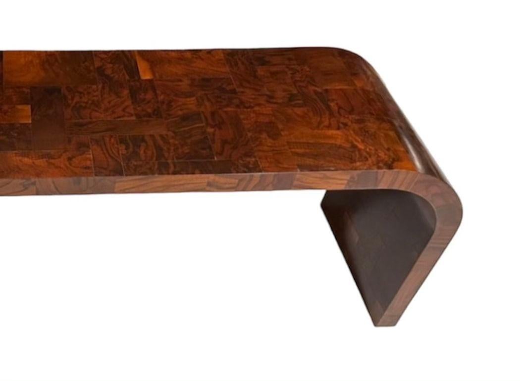 Paul Evans Burl Patchwork Waterfall Cityscape Console Table, 1970 In Good Condition For Sale In Chicago, IL