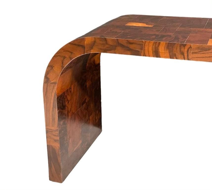 Paul Evans Burl Patchwork Waterfall Cityscape Console Table, 1970 For Sale 1