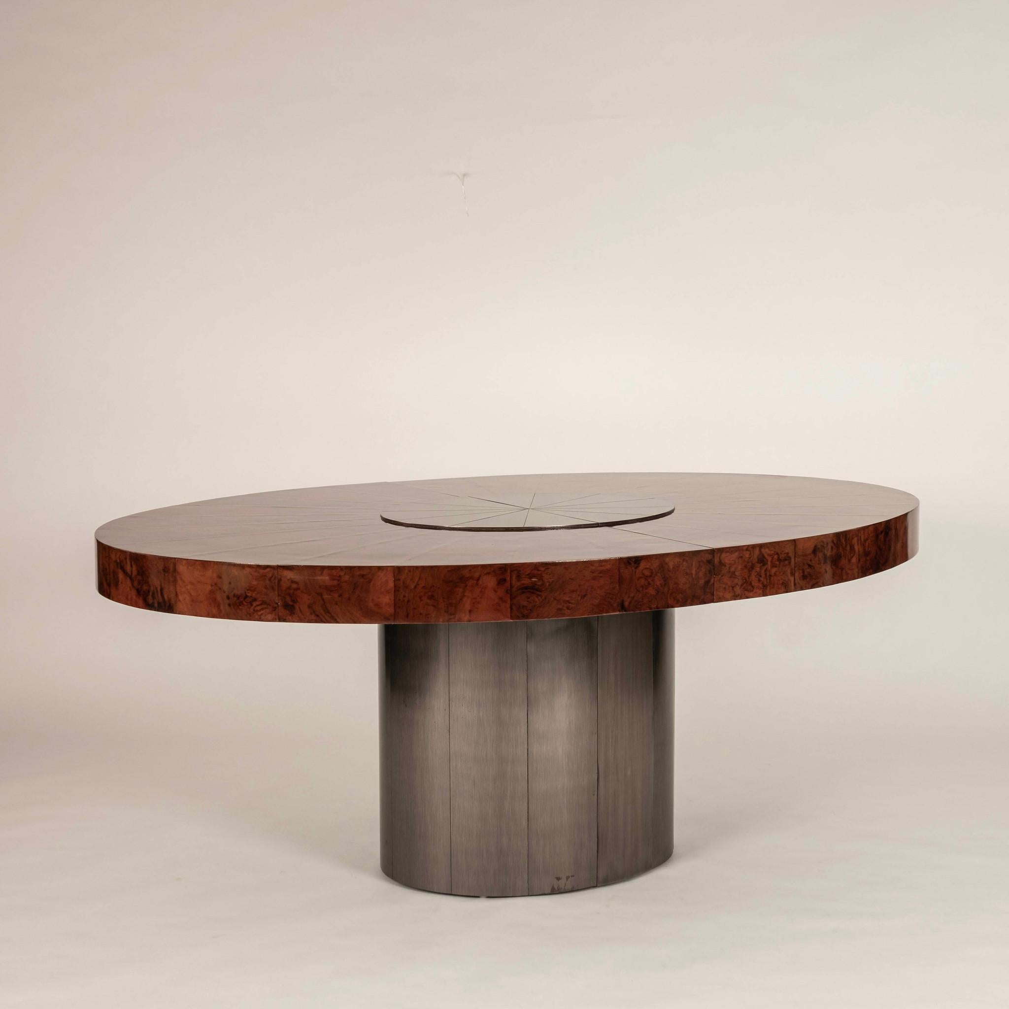 Post-Modern Paul Evans Burl Wood Cityscape Dining Table For Sale
